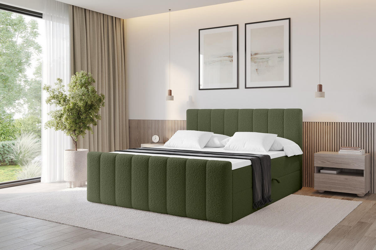 KONTINENTÁLNÍ POSTEL s matrací H3 - OTTA-Z - 140x200 cm Zelená - zelená barva, kompozitní dřevo (140/200cm) - ALTDECOR