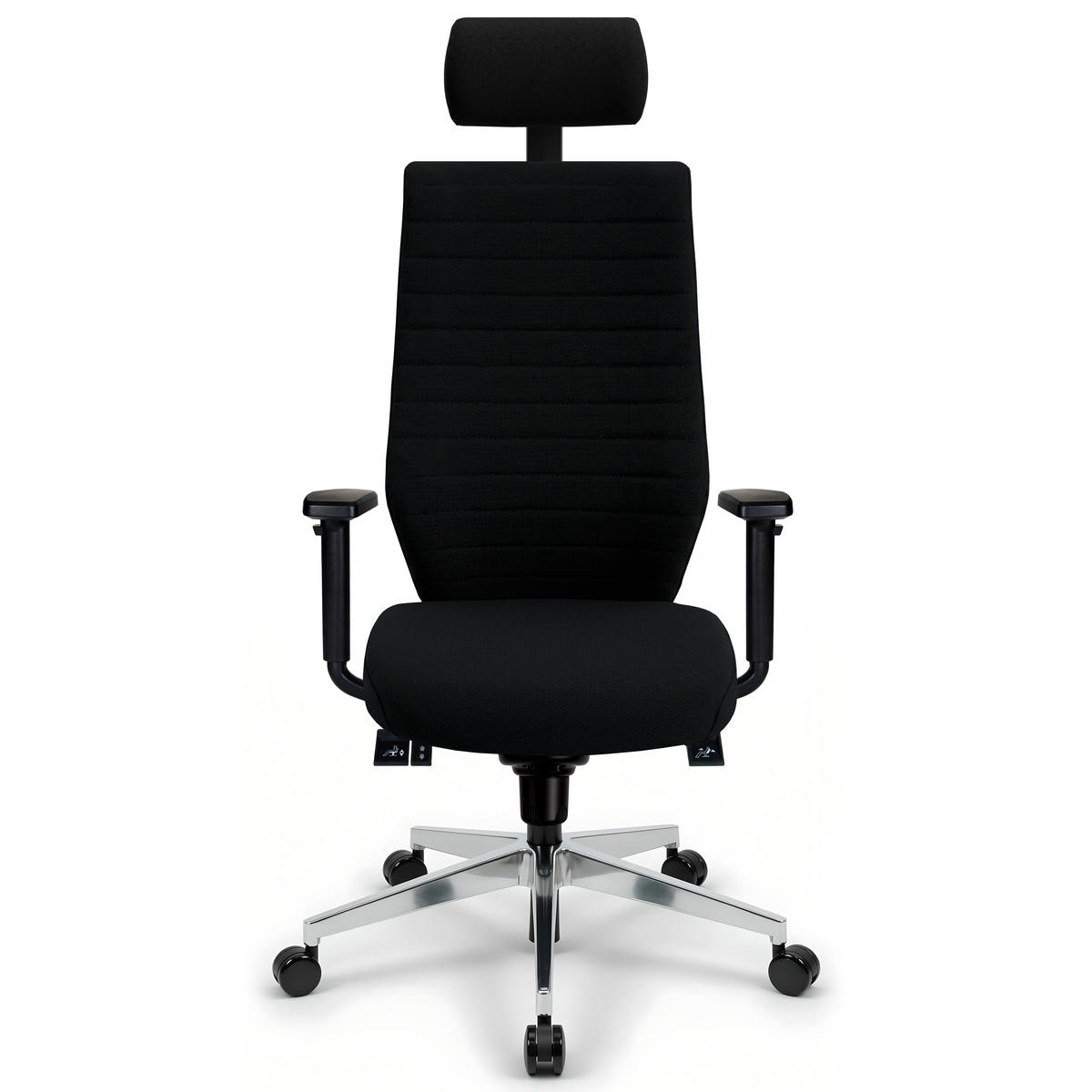 CHEFSESSEL V1301 Stoff Schwarz - ergonomisch, 150 kg belastbar, Sitzhöhe 45-55cm - Schwarz, Kunststoff/Textil (65/128/69cm) - Versee