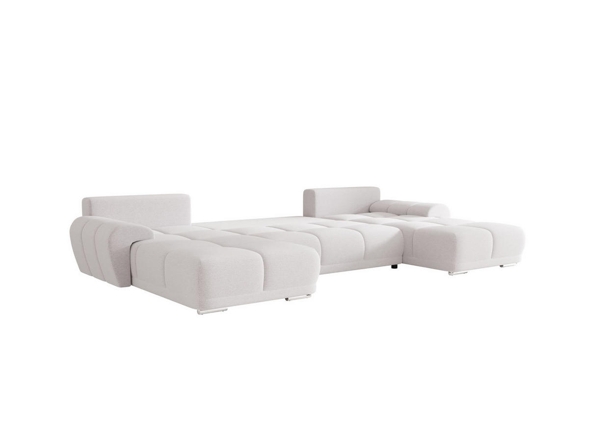 ECKSOFA BEGA U Links ARAGON 01 mit Schlaffunktion - Weiß, Textil (372/87/185cm) - Bedante