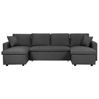 SCHLAFSOFA Polsterbezug Dunkelgrau Sommen - Dunkelgrau, Textil (287/86/147cm) - Beliani