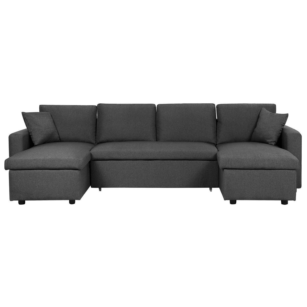 SCHLAFSOFA Polsterbezug Dunkelgrau Sommen - Dunkelgrau, Textil (287/86/147cm) - Beliani