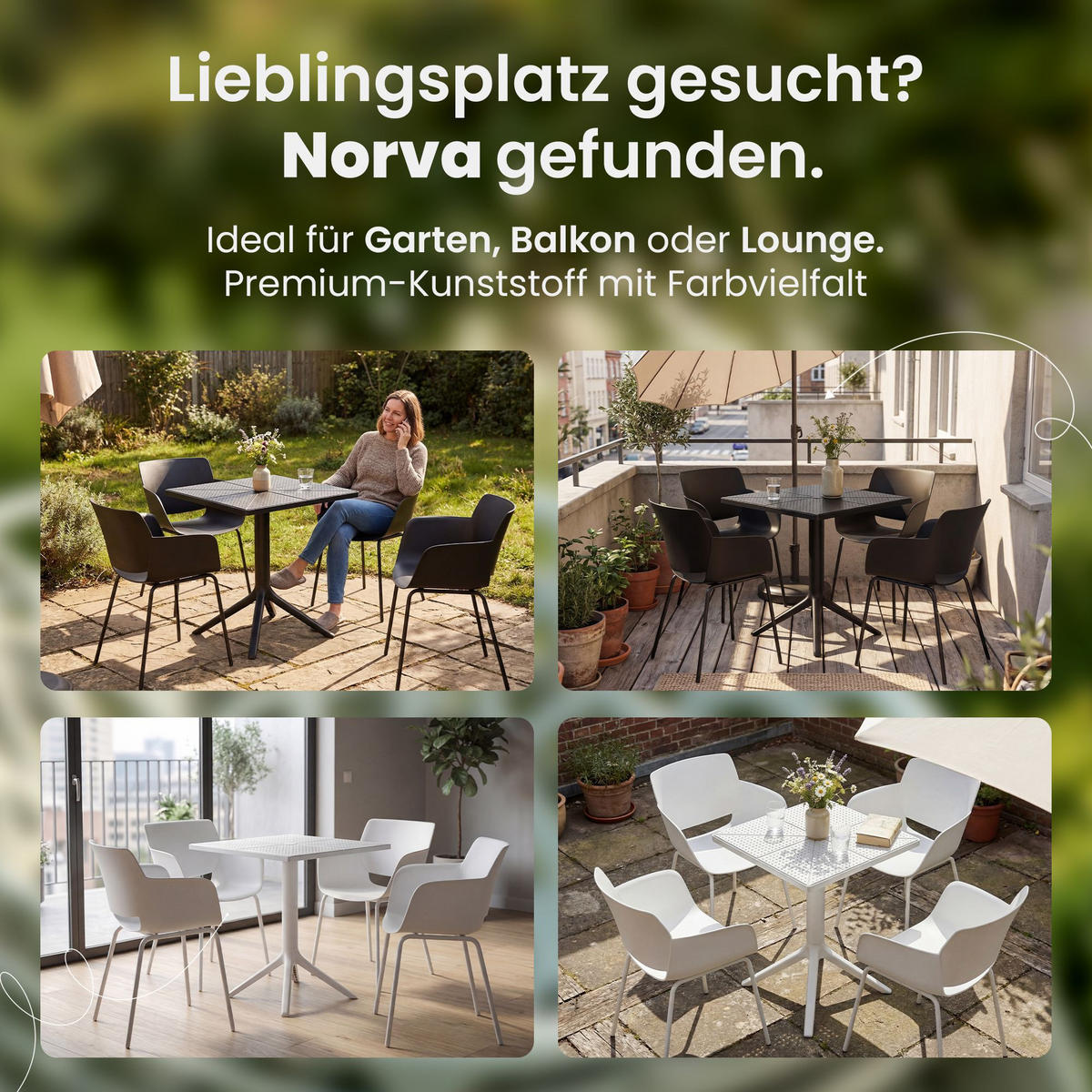 GARTENSITZGRUPPE 4 Kunststoff Weiß - Weiß, Kunststoff - CLP