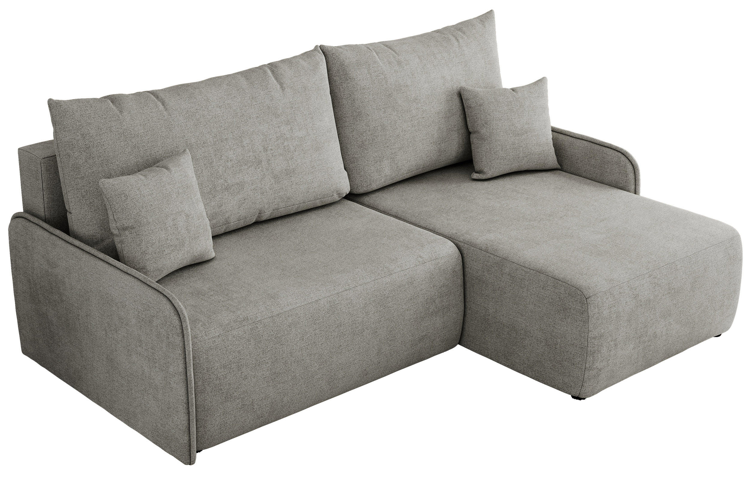 ECKSCHLAFSOFA ARPA L Hellgrau Struktur - rechts - Hellgrau/Schwarz, Kunststoff/Textil (150/198cm) - MKS