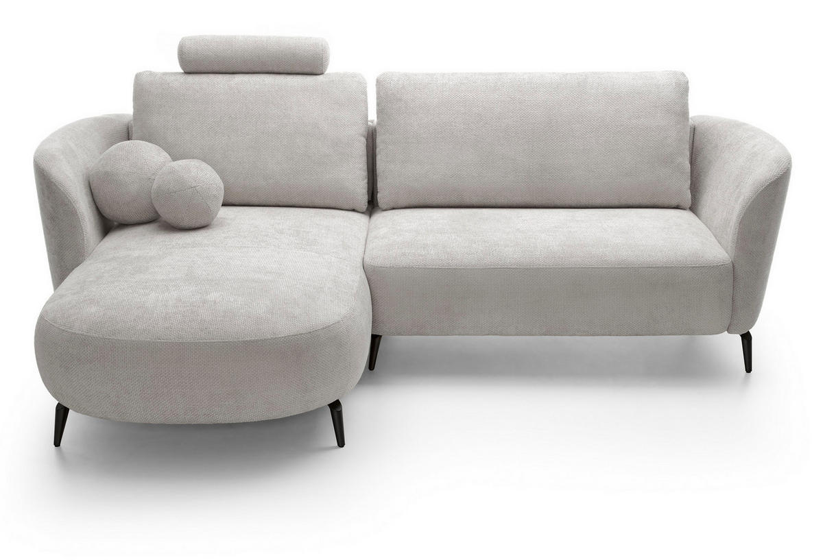 ECKSOFA auf Füßen Kendra 260 cm mit Schlaffunktion, Links, Hellgrau - Hellgrau, Holz (260/180cm) - Emporius