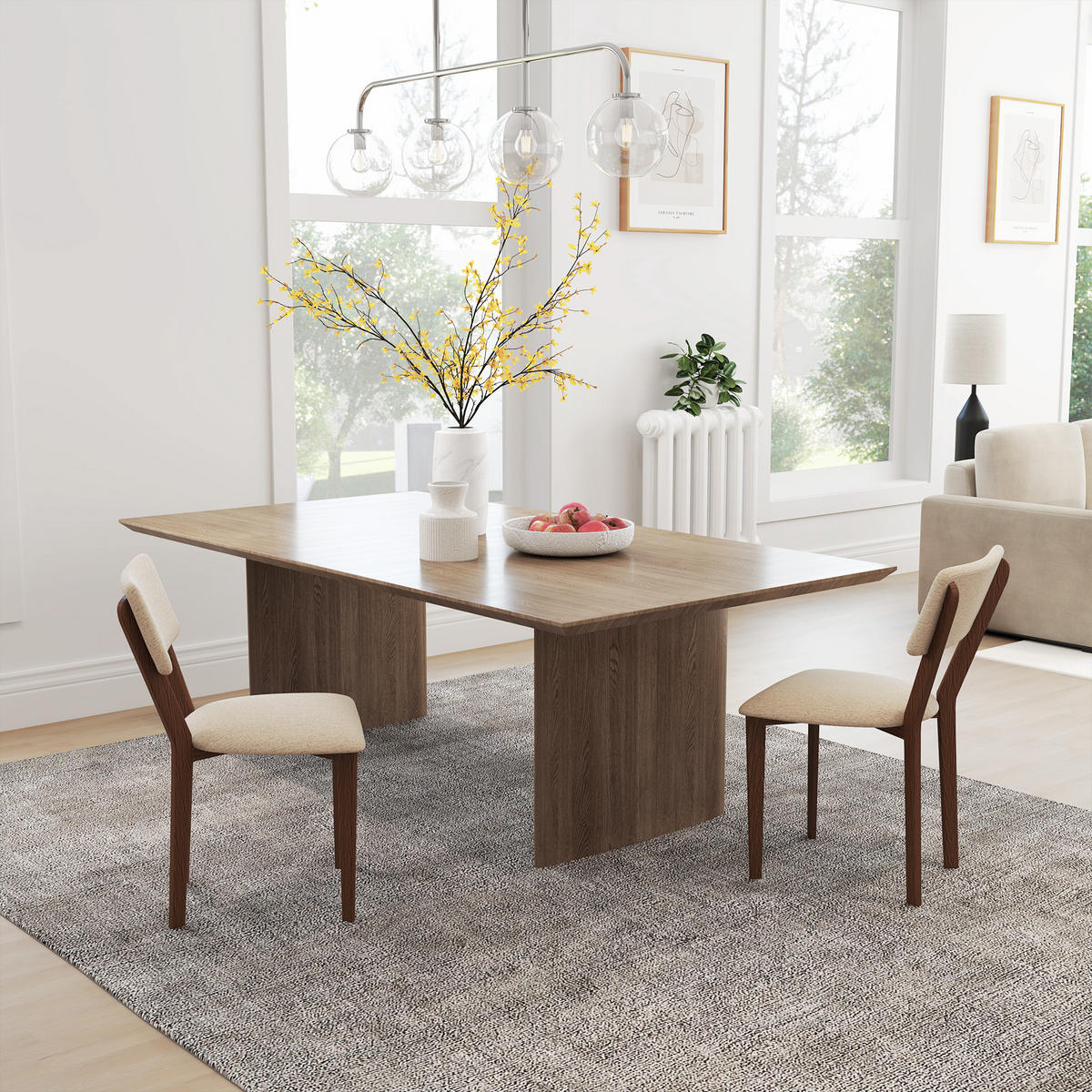 ESSZIMMERSTÜHLE 2er-Set DE-13238 Leinenbezug & Holzbeine Beige - Beige, Metall (56/85/49cm) - ComfortXL