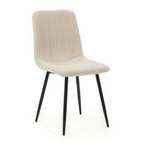 STUHL GELA gepolstert mit Steppung - hellbeige - Boucle TEDDY - Ecru/Schwarz, Textil/Metall (45/89/53cm) - NEW HOME