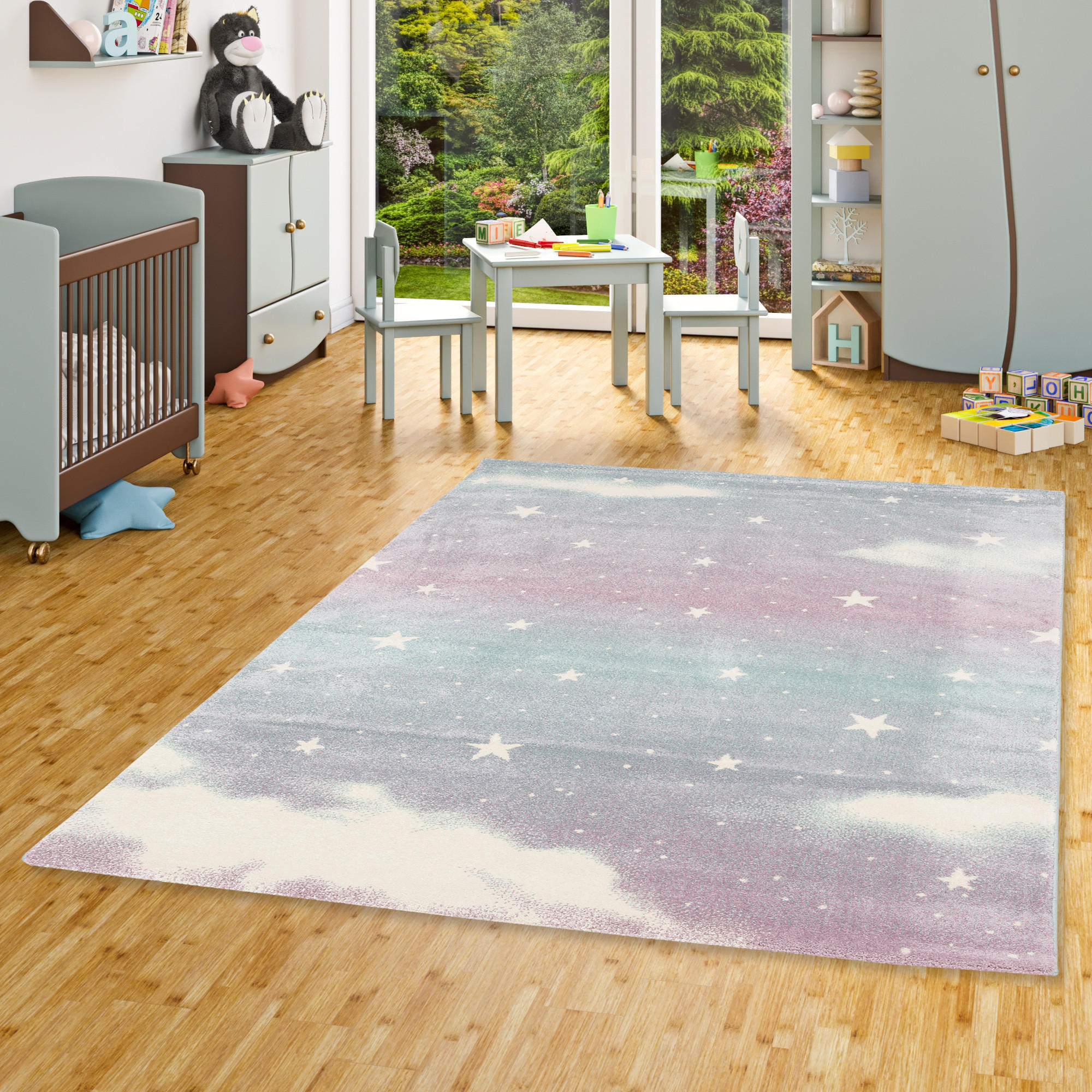KINDER TEPPICH MAUI KIDS WOLKENHIMMEL - Rosa, Textil (120/170cm) - Pergamon