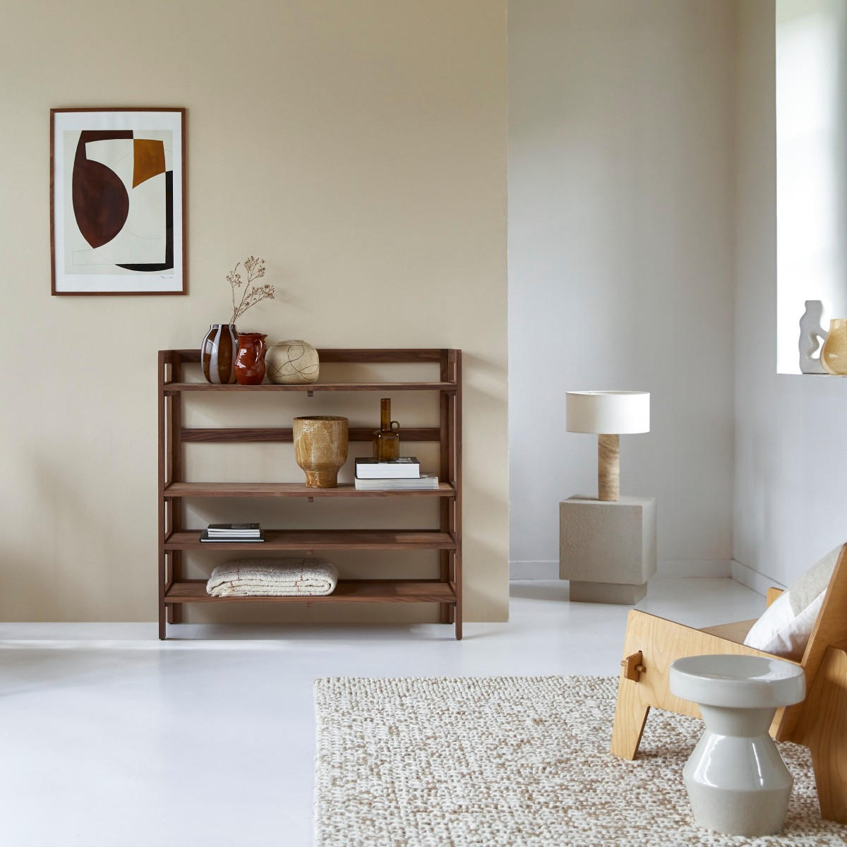 BÜCHERREGAL Esmée Braun aus Walnuss - Braun, Holz (110/105/35cm) - Tikamoon