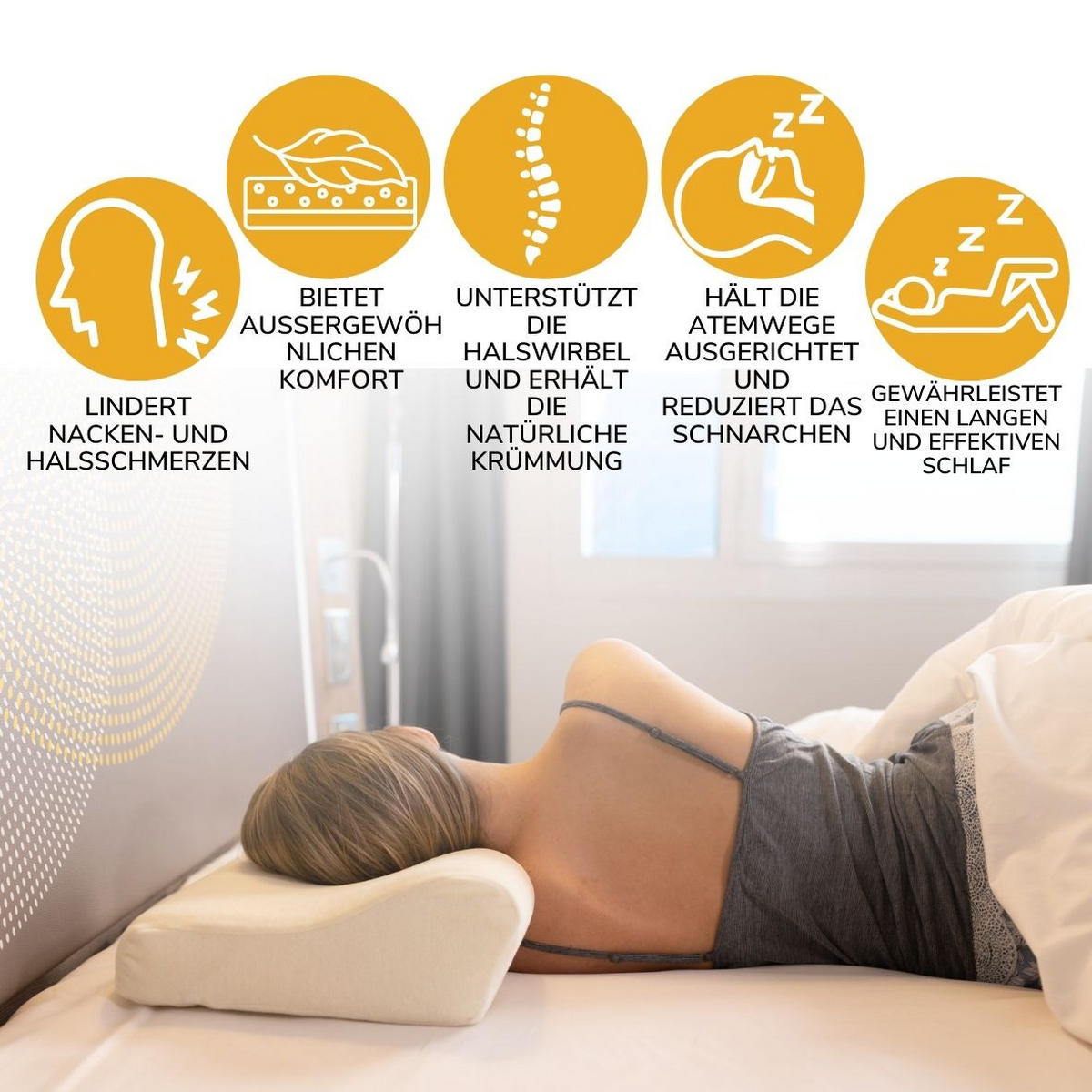 NACKENSTÜTZKISSEN, DE LUXE ERGONOMISCH 60/35 CM - Weiß, Textil (35/60cm) - INPHYSIO