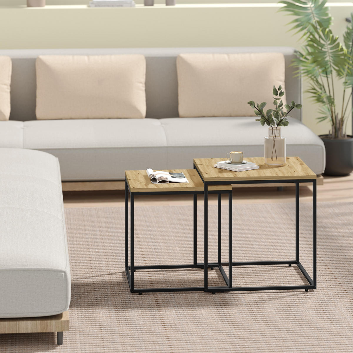 COUCHTISCH 2er Set quadratisch - Eiche Artisan, Holzwerkstoff (50/50/50.5cm) - Mat-Haus