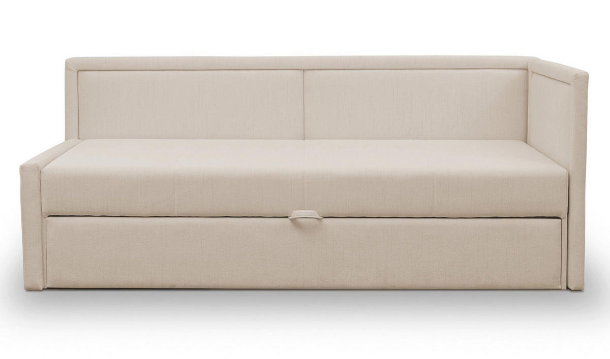JUGENDBETT Caprili Hellbeige ausziehbar für 2 Personen - Ecru/Schwarz, Holz/Textil (82/189cm) - Selsey