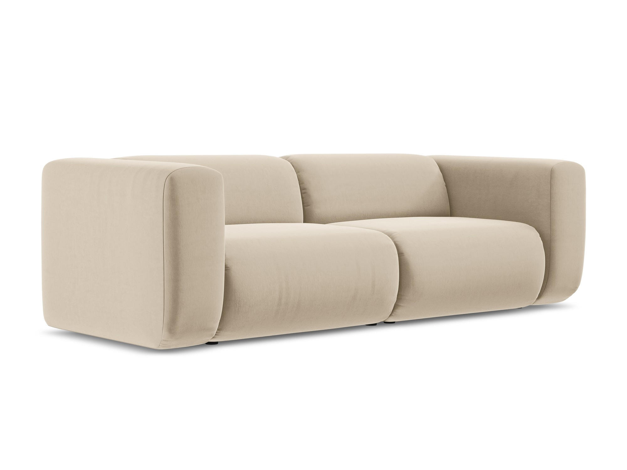 3-SITZER SOFA Samt Stoff Beige - Beige/Creme, Kunststoff/Textil (228/70/89cm) - Makamii