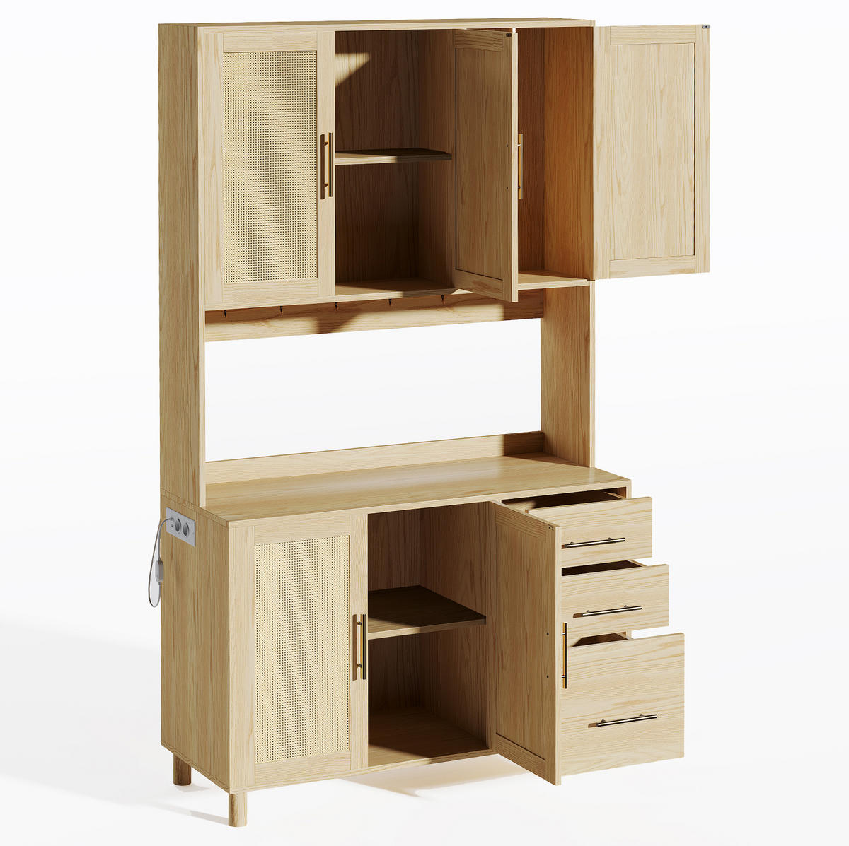 BUFFET 183 cm aus MDF mit App-gesteuerter LED-Beleuchtung Natur - Naturfarben, Holzwerkstoff (100/183/40cm) - Modenvie