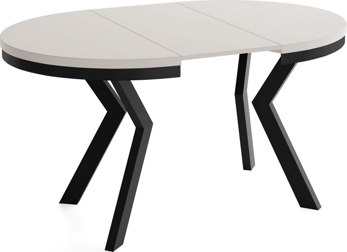 ESSTISCH Savio Neo rund ausziehbar verlängerbar, Kaschmir 80-130/80/77 cm - Kaschmir/Schwarz, Holz/Holzwerkstoff (80/80/77cm) - WFL GROUP