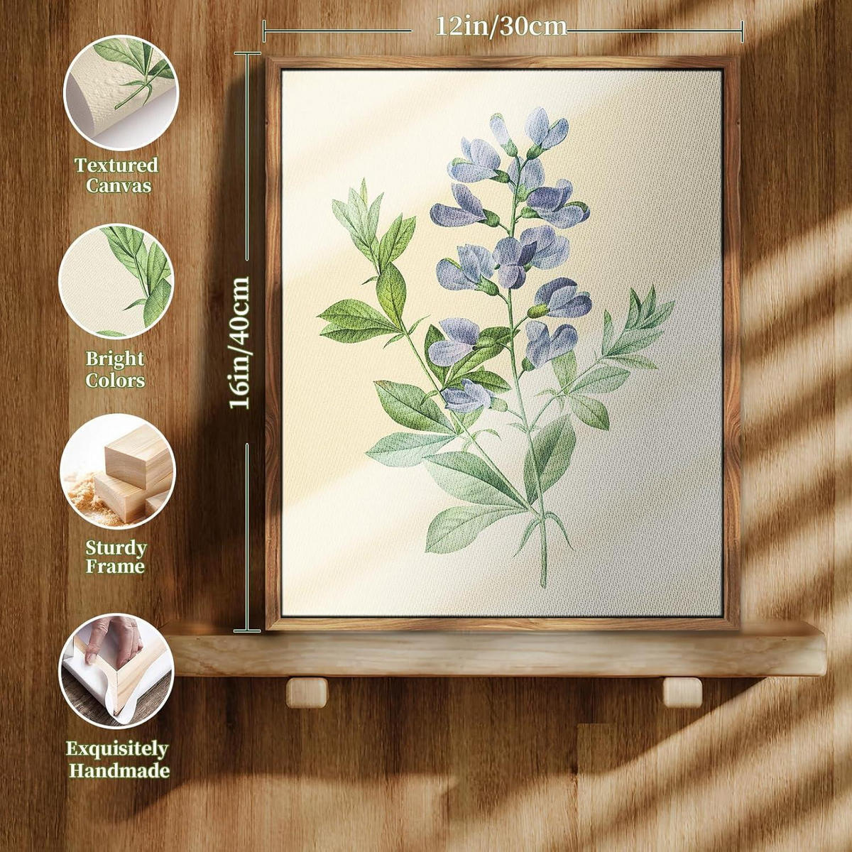 LEINWANDBILD mit Rahmen Blaue Blume 30 x 40 cm - Blau, Holz (30/0.5cm)
