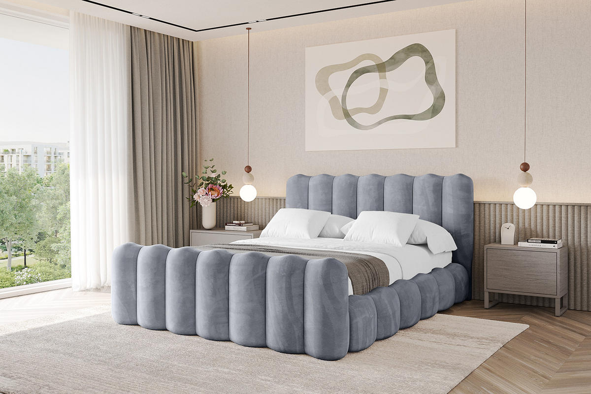 POLSTERBETT mit Bettkasten, Fußteil und Lattenrost, Boxbett ohne Matratze - SORA-Z 180x200 Grau - Grau, Holzwerkstoff/Textil (180/200cm) - ALTDECOR