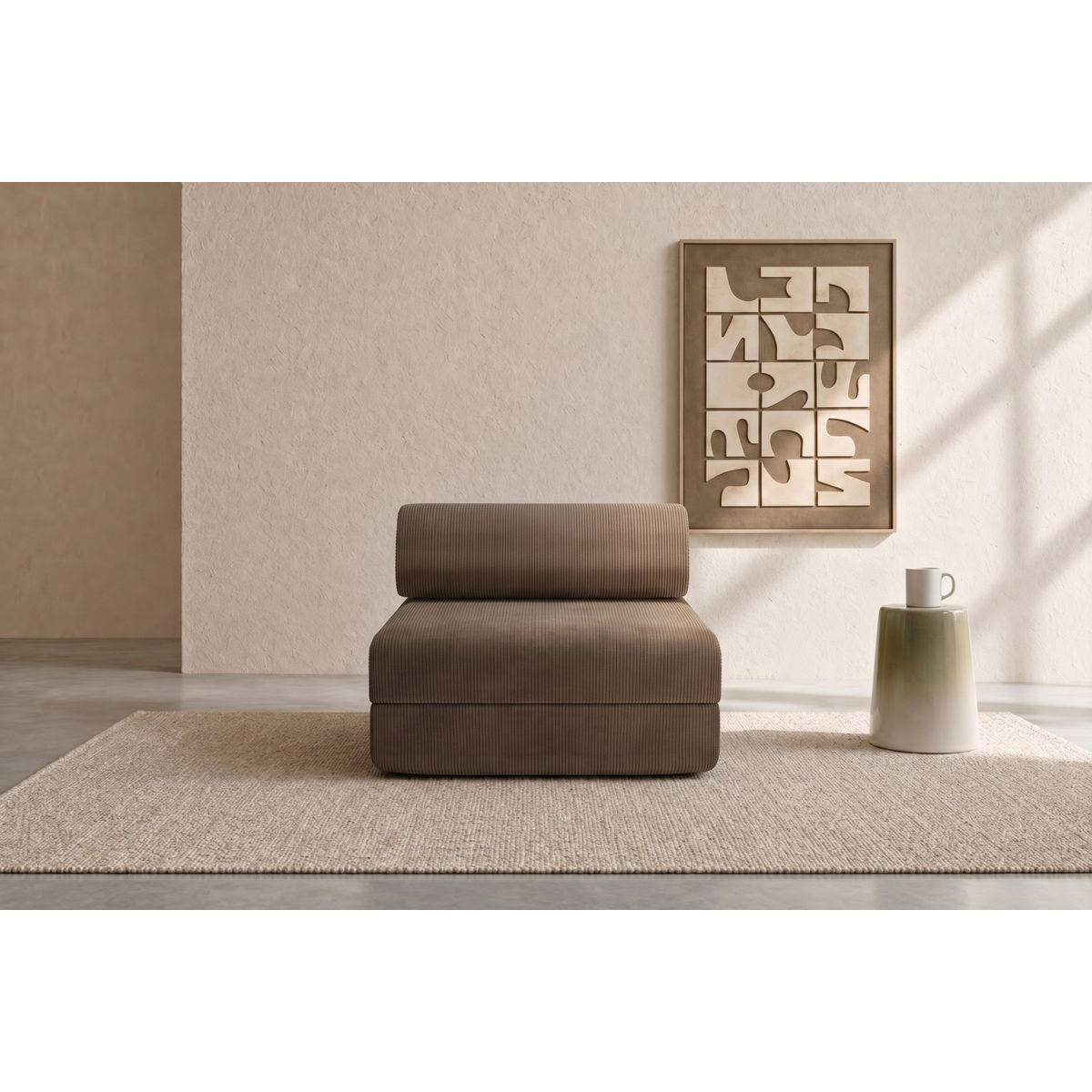 VERWANDLUNGSSESSEL aus taupefarbenem Cord - Taupe, Textil (95/70.5/95cm) - Kimo