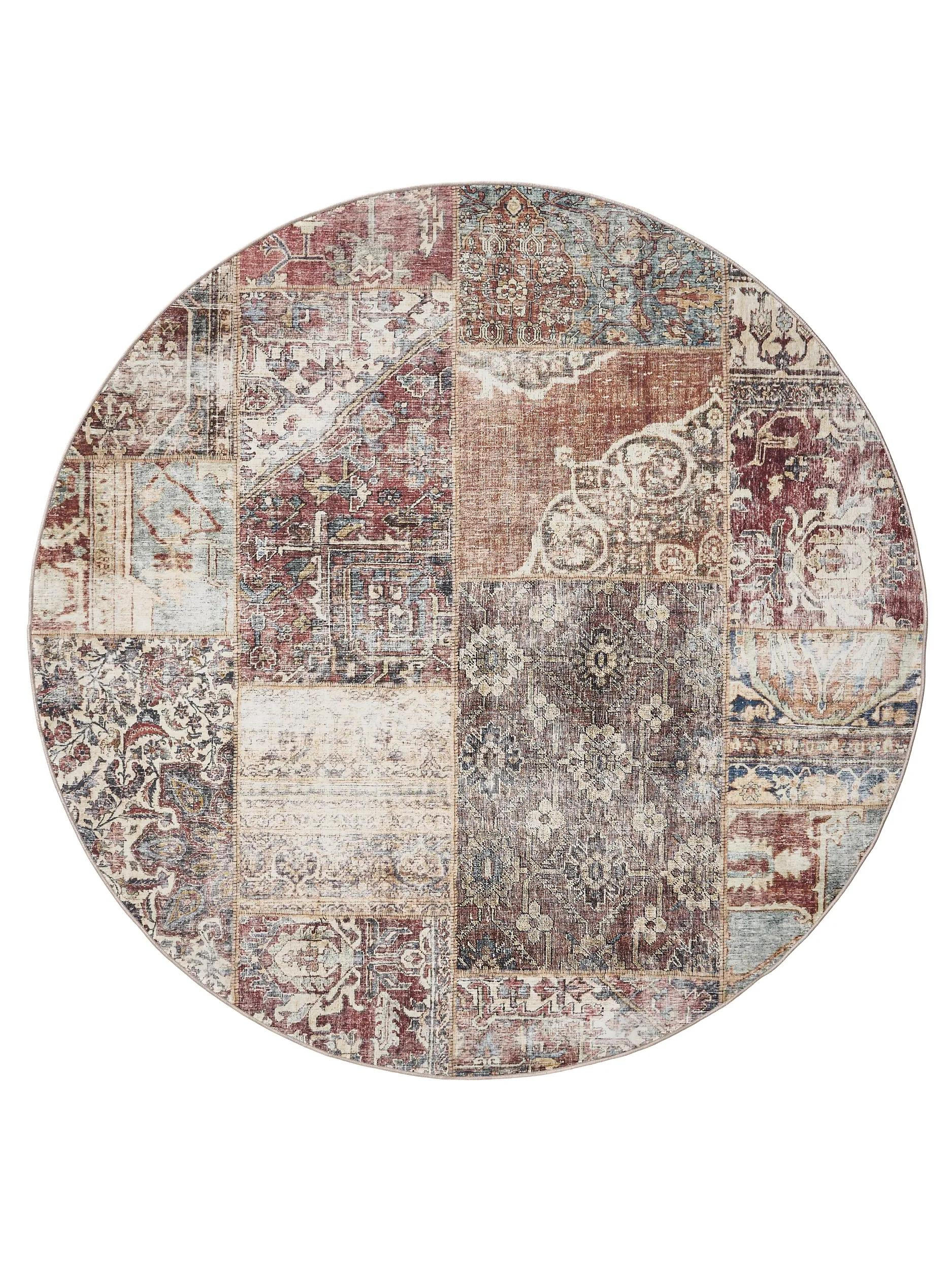 VINTAGE-TEPPICH George waschbar ø 160 cm rund - Multicolor/Braun, Kunststoff (160/160cm) - benuta