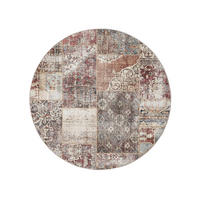 VINTAGE-TEPPICH George waschbar ø 160 cm rund - Multicolor/Braun, Kunststoff (160/160cm) - benuta