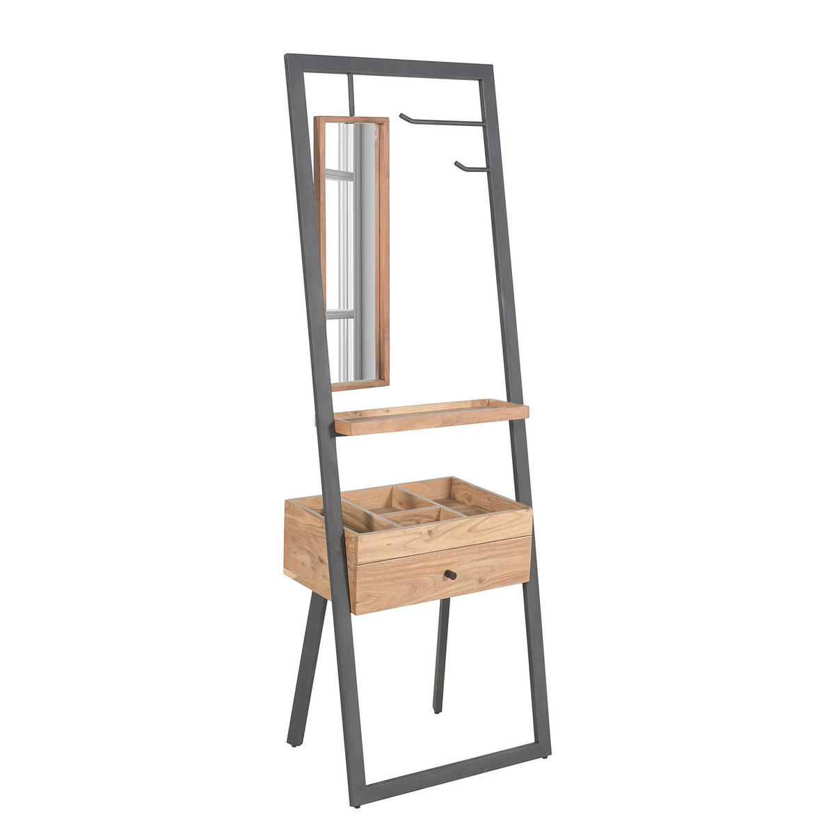 GARDEROBE - Akazie massiv / Metall - Akazie / Anthrazit - Akaziefarben, Holz (60/180/35cm) - home24