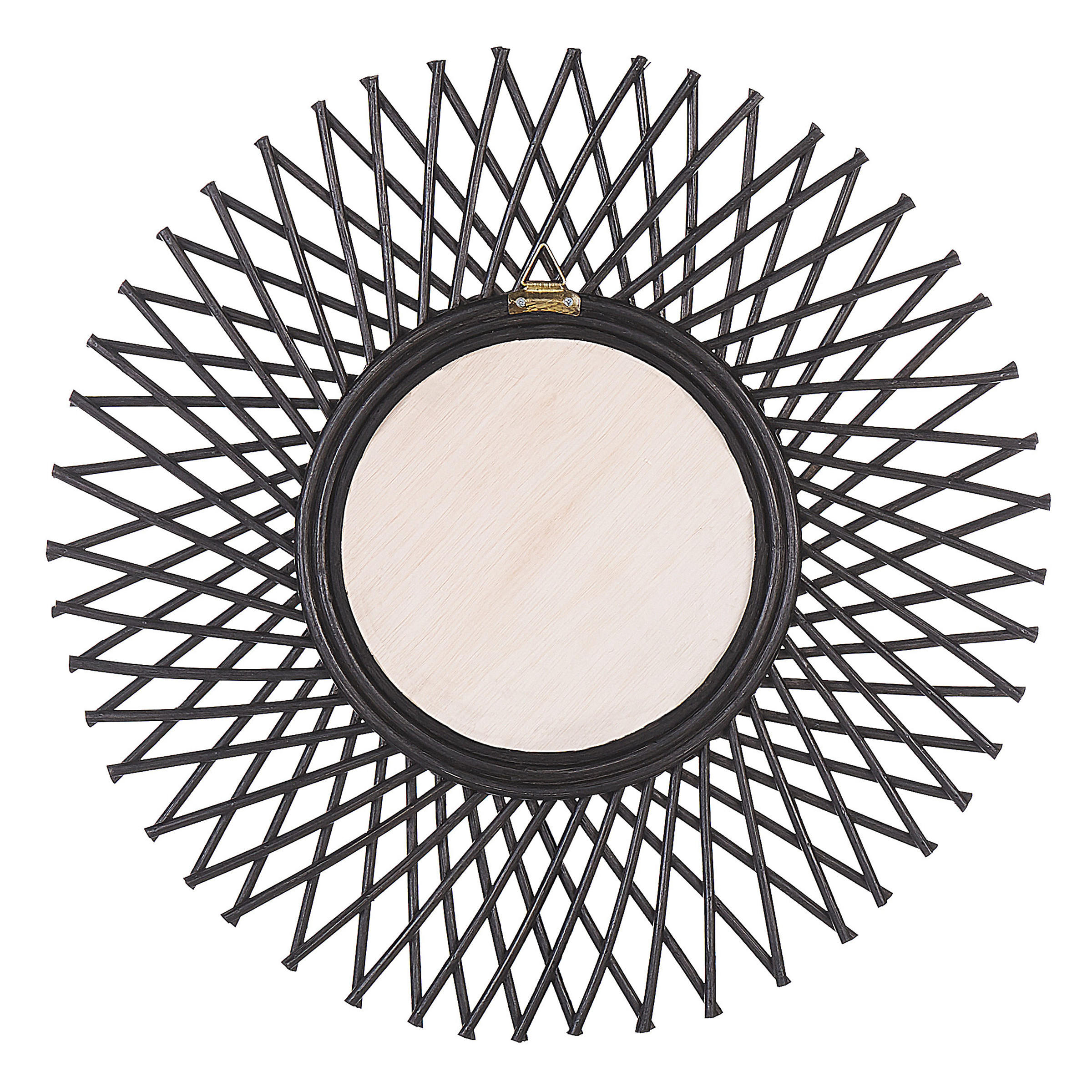 WANDSPIEGEL Rattan schwarz Sonnenform 60 cm Tagolu - Schwarz, Naturmaterialen (60/60/1cm) - Beliani