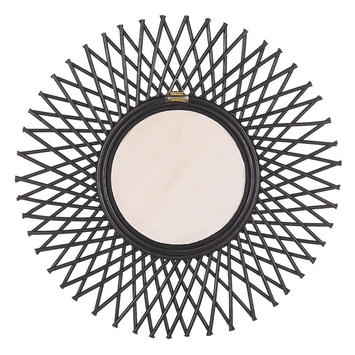 WANDSPIEGEL Rattan schwarz Sonnenform 60 cm Tagolu - Schwarz, Naturmaterialien (60/60/1cm) - Beliani