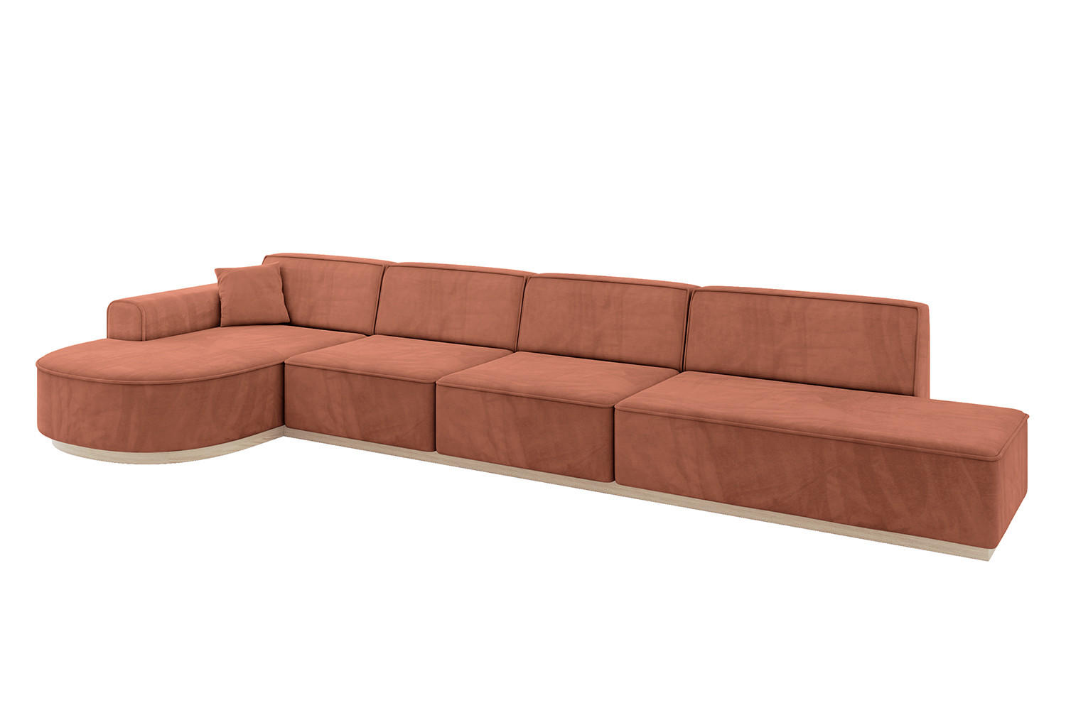 ECKSOFA Ottomane Links ARRIO-L3 - 413x171x83 cm Apricot - Koralle, Holzwerkstoff/Textil (413/171cm) - ALTDECOR