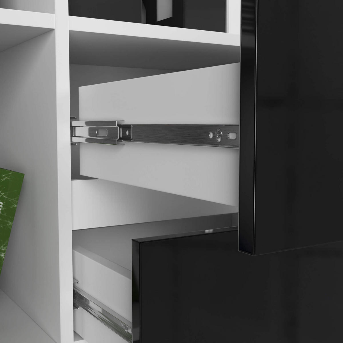 STANDREGAL Weiß, Schwarz Glanz 180/80/35 - Weiß, Holzwerkstoff (80/180/35cm) - RAUMHIRSCH FURNITURE