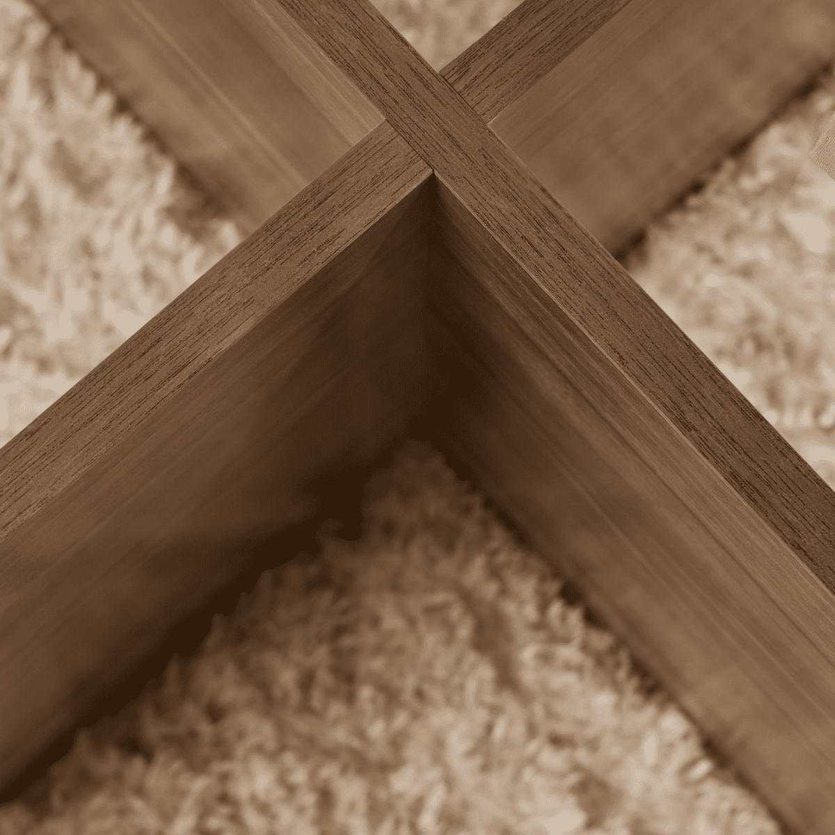 COUCHTISCH mit gekreuzten Beinen und gehärteter Glasplatte 75/75/35 cm - Naturfarben, Holzwerkstoff (75/75/35cm) - Calicosy