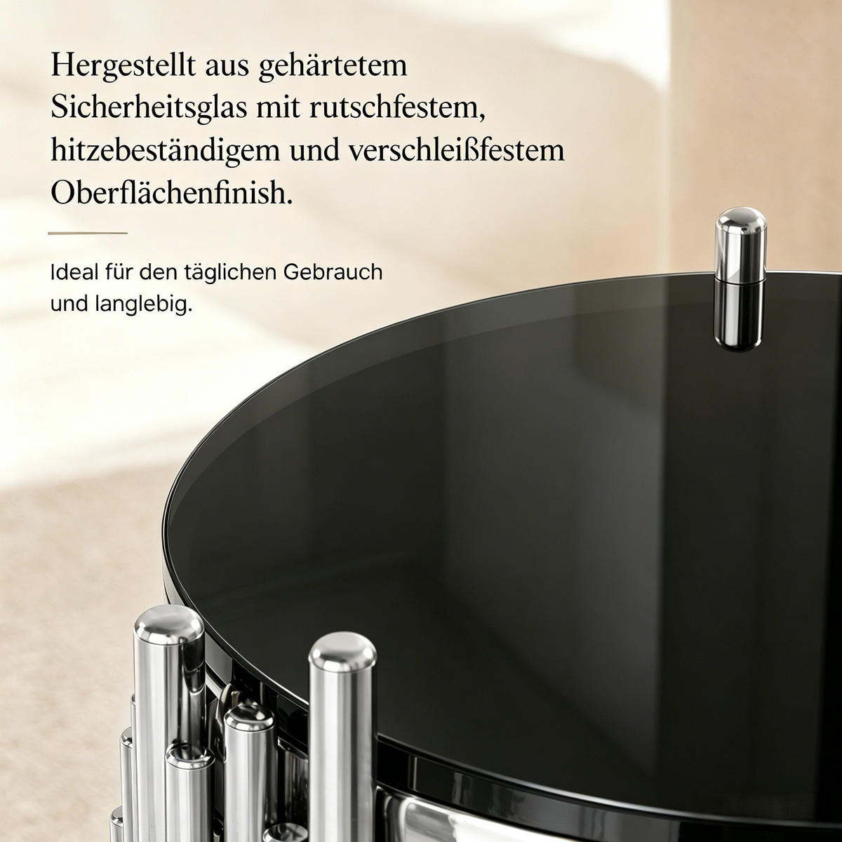 BEISTELLTISCH Schwarz-Silber 45/45/55 cm - Schwarz, Metall (45/45/55cm) - PANGIVO