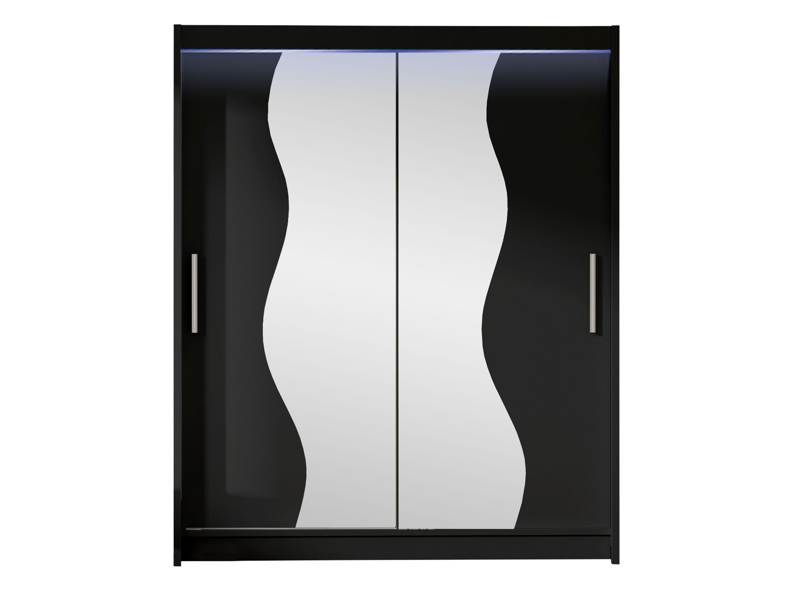 SCHWEBETÜRENSCHRANK Westa S, mit RGB LED Beleuchtung - Silberfarben/Schwarz, Holzwerkstoff/Metall (150/200/58cm) - MIRJAN24