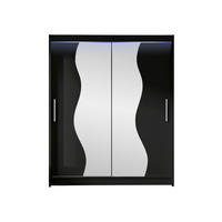 SCHWEBETÜRENSCHRANK Westa S, mit RGB LED Beleuchtung - Silberfarben/Schwarz, Holzwerkstoff/Metall (150/200/58cm) - MIRJAN24