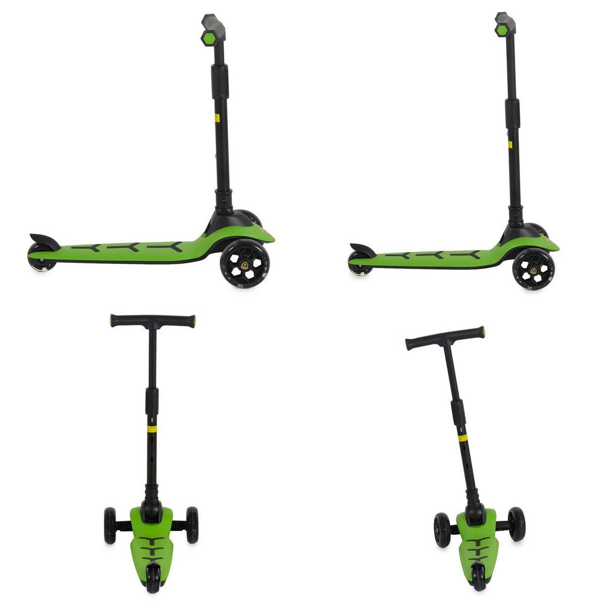 KINDERROLLER Lamborghini Pro grün 3 PU-Räder, ABEC-7, LED-Licht, Schwerkraftlenkung, Hinterradbremse - Grün, Metall (64/32/66cm) - Moni