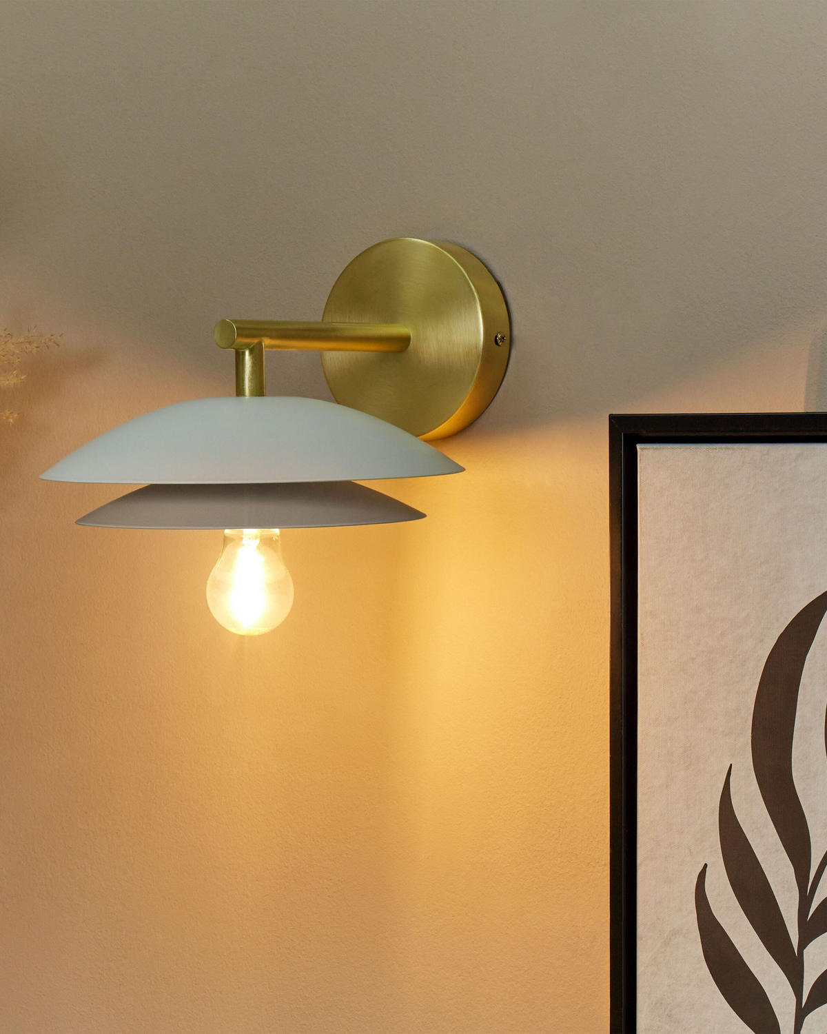 WANDLAMPE Weiß/Gold Lasolo - Goldfarben/Weiß, Metall (22/14/29cm) - Beliani