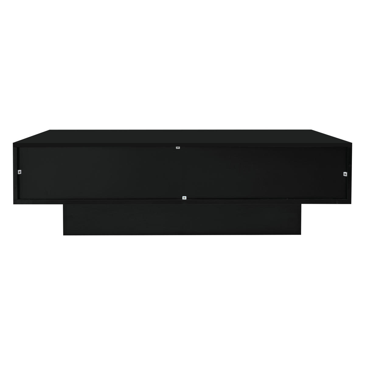 COUCHTISCH DE-185 Schwarz mit LED und 2 Schubladen - Schwarz, Holzwerkstoff (55/115/34cm) - ComfortXL