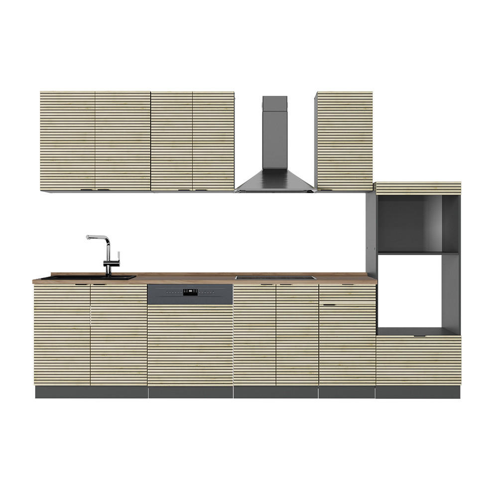 KUCHYŇSKÝ KOUT Fame-Line Dubový panel/antracit - antracitová/barva dubu, kompozitní dřevo (300/81.6/60cm) - Vicco