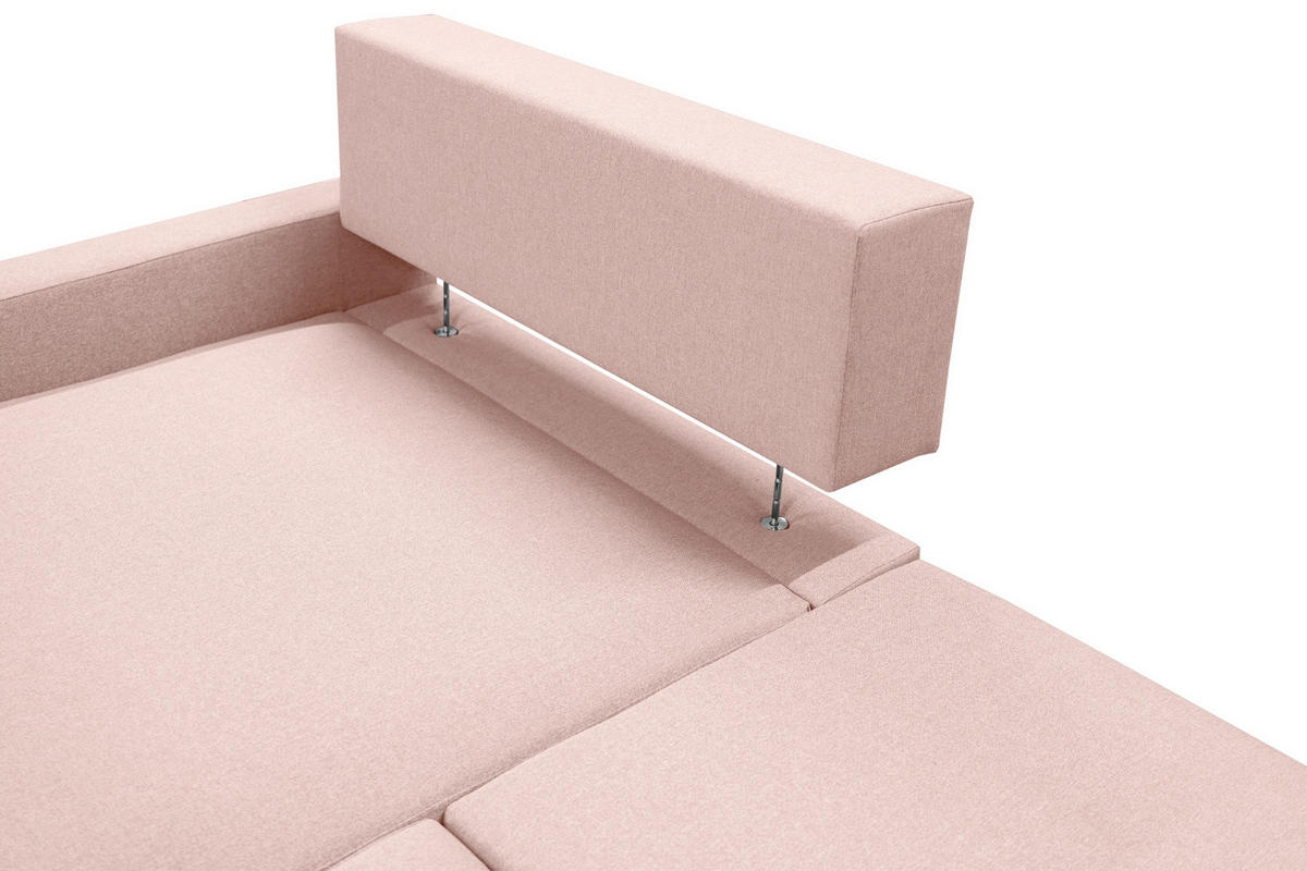 ECKSOFA Mit Schlaffunktion Und Bettzeugablage LUBEKA Stoff Faro Rosa Links - Rosa, Holz (140/147cm) - Kaiser Möbel