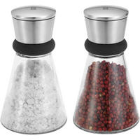 SALZ & PFEFFERMÜHLEN-SET – 2er Set, Manuell, Edelstahl Gebürstet, Keramikmahlwerk, Fein- & Grobmahlung, Hochwertige Gewürzmühlen - Transparent, Glas/Kunststoff (15/10/15cm) - Henckels by ZWILLING