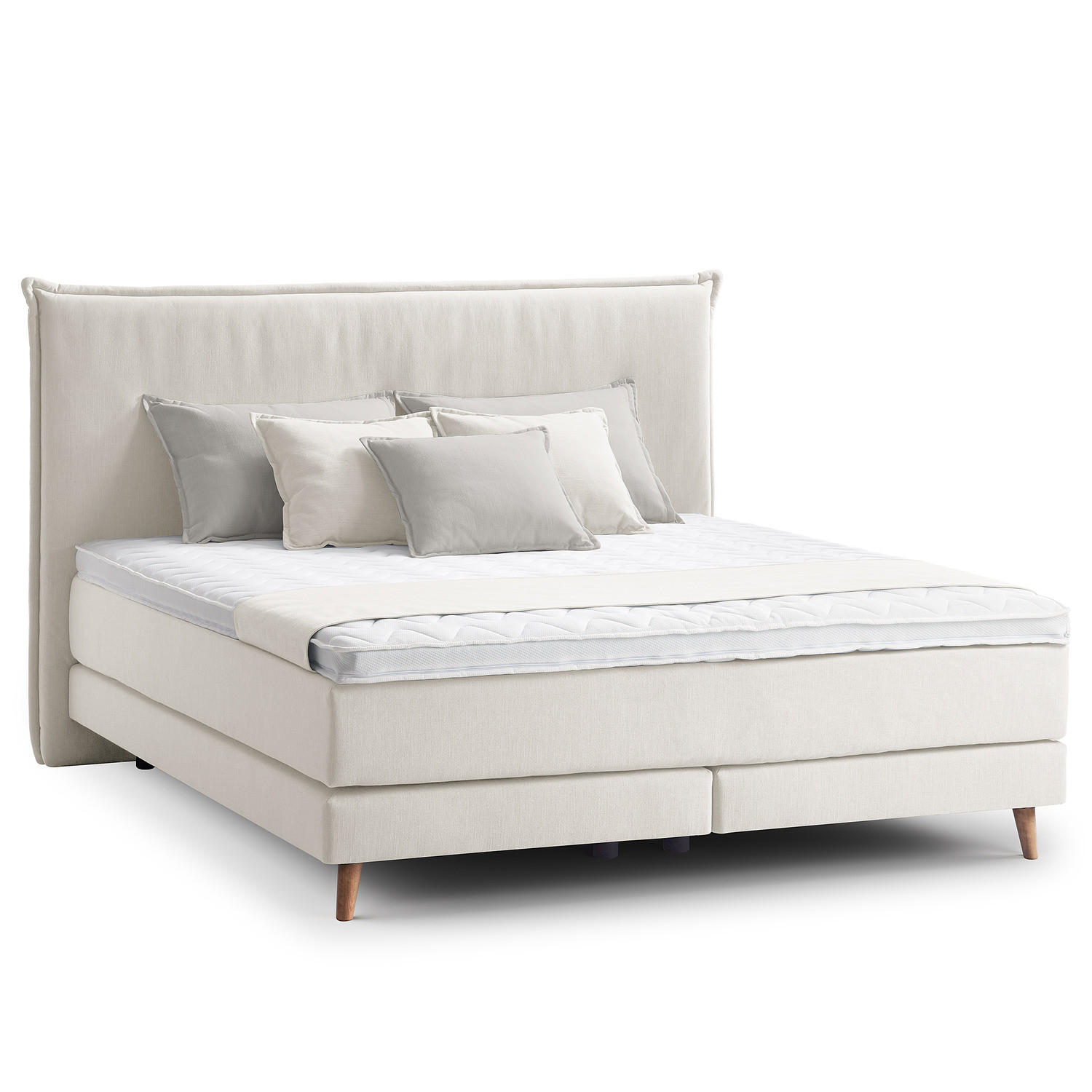 BOXSPRINGBETT - Klassisch - Platinfarben, Holz (180/200cm) - home24