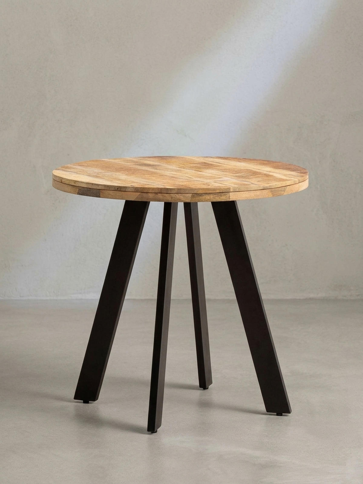 ESSZIMMERTISCH – Rund Mango Massivholz 80x80x75 cm Metallbeine Modern - Schwarz/Braun, Holz/Metall (80/80/75cm) - KADIMA DESIGN