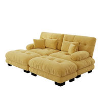SOFA 2-Sitzer aus Chenille mit 2 Ottomans & modularem Design, gelb - Gelb, Textil (145/81/220cm) - Luhomfu