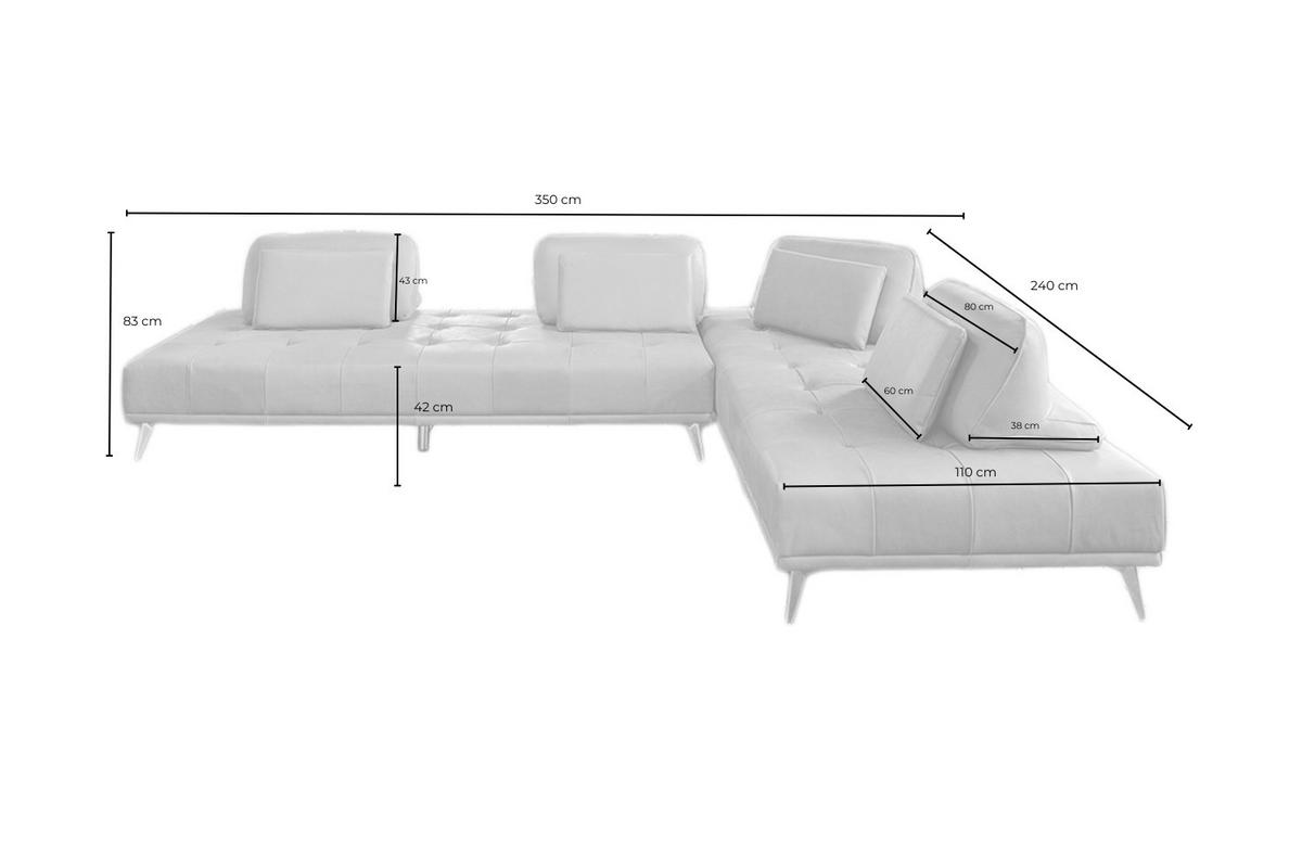 MODULSOFA WIOLO Dunkelbraun Leder - Dunkelbraun/Silberfarben, Leder/Metall (350/83/240cm) - KAWOLA