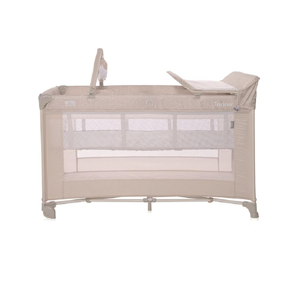 REISEBETT Torino plus 2 hellbraun Wickelauflage Spielbogen Räder faltbar - Beige, Kunststoff (70/127cm) - Lorelli