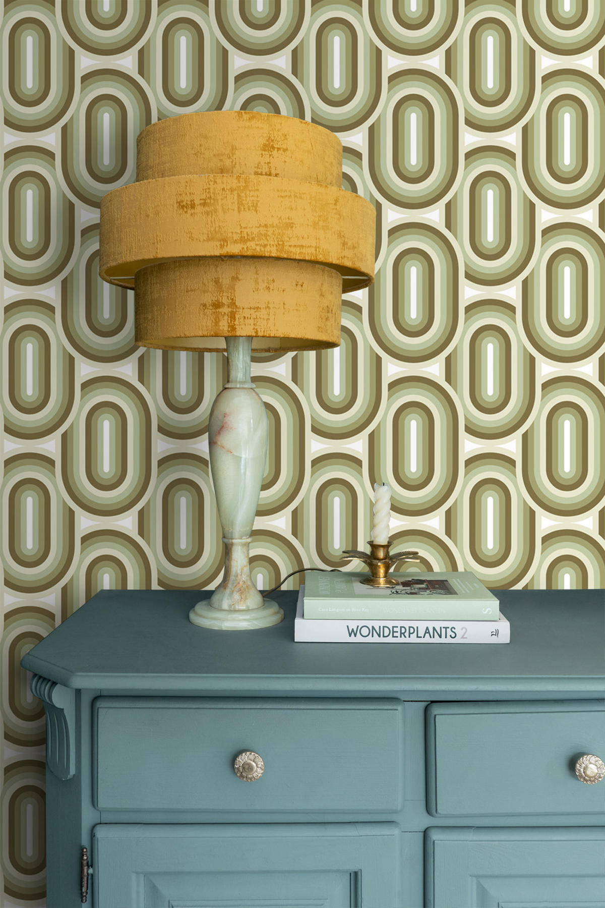 TAPETE Retro-Ornamente 53 cm x 10.05 m - Grün, Papier (53/1000cm) - ESTAhome