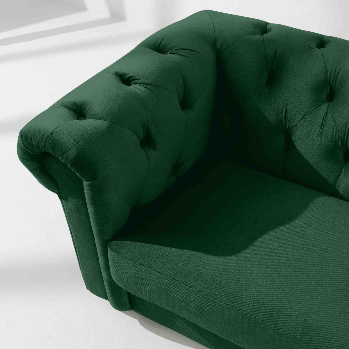 3-SITZER-SOFA GRAVO Chesterfield, Velours - Wengefarben/Dunkelgrün, Leder/Holz (202/72/95cm) - KONSIMO®