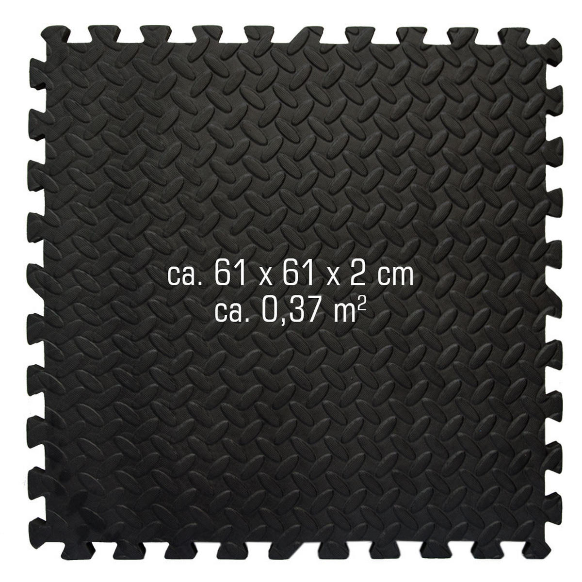 BODENSCHUTZMATTE 63x63x2 cm, Schwarz, 12er Set - Schwarz, Kunststoff (63/63cm) - eyepower