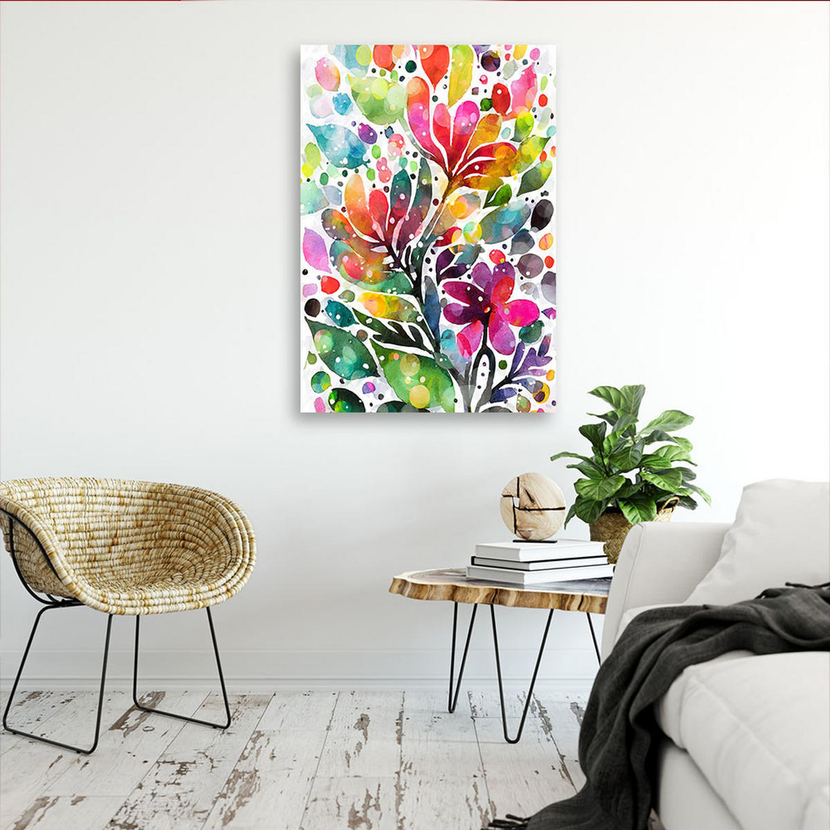 LEINWANDBILD Blumen 80x120cm - Multicolor, Textil (80/120cm) - Feeby