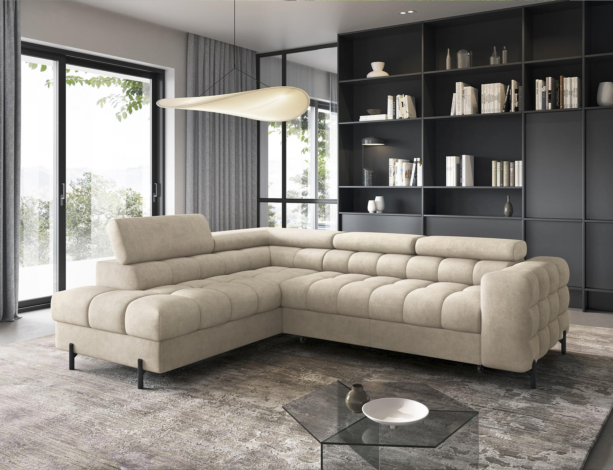 ECKSOFA Ferrucio L - Beige (Aura 18) - Beige, Holzwerkstoff (276/200cm) - Möblo