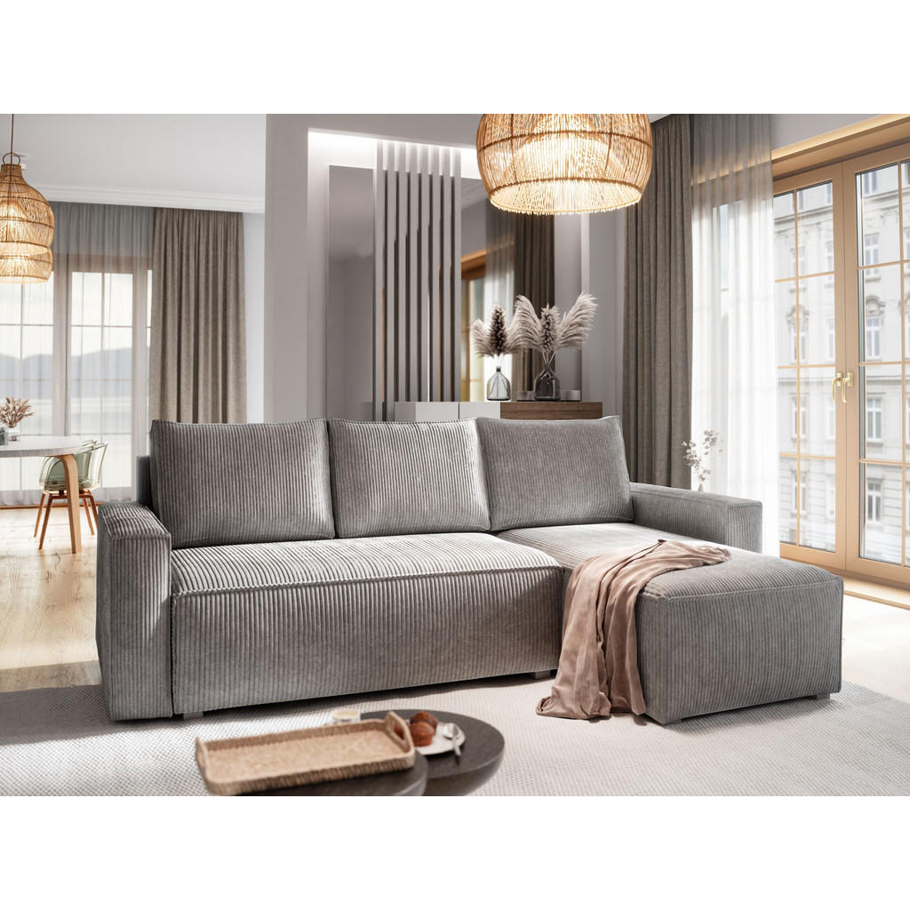 Thumbnail - Masseno Ecksofa, Hellgrau, Holz, 3-Sitzer, L-Form, seitenverkehrt montierbar,L-Form, 232x140 cm, Wohnzimmer, Sofas & Cou...