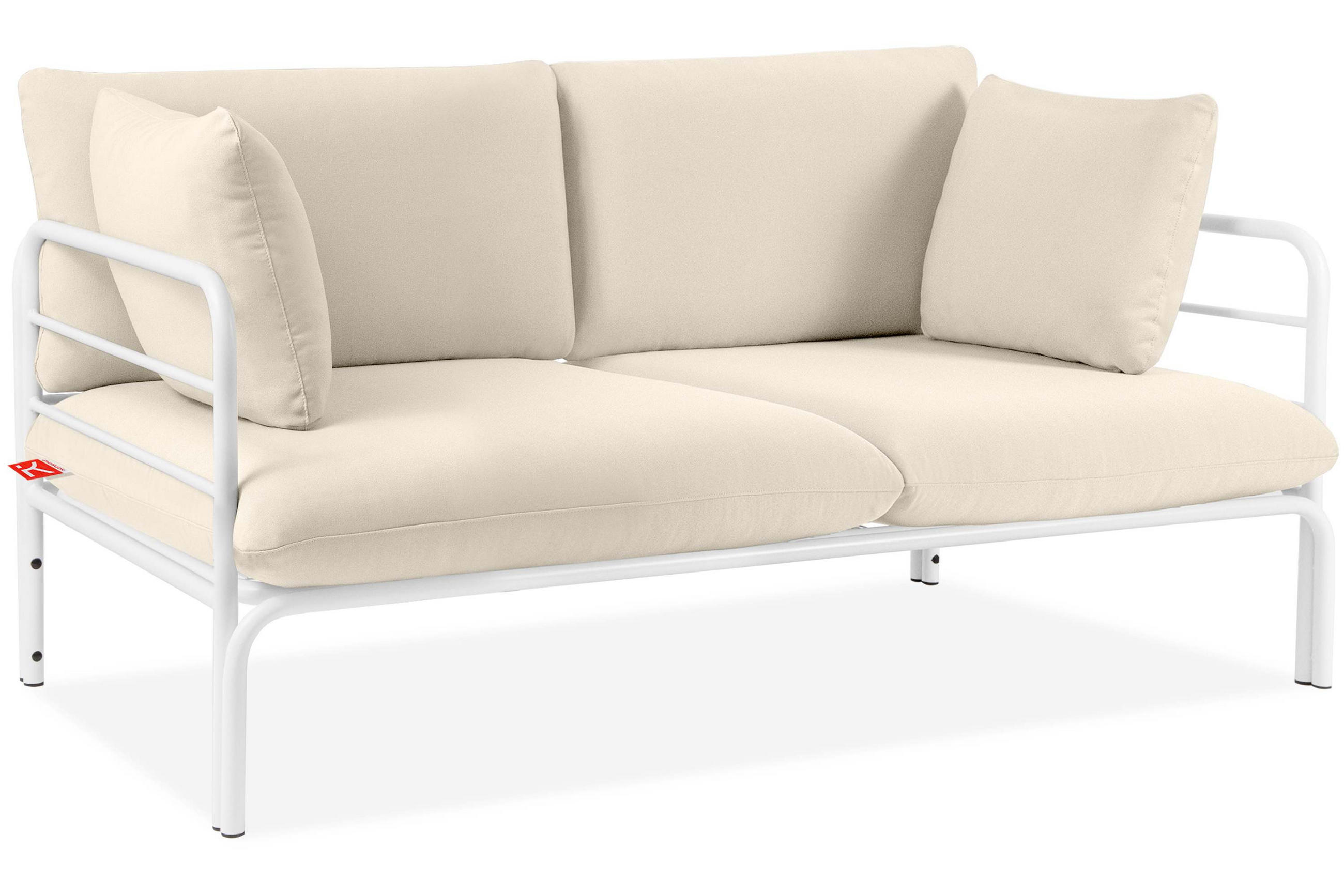 GARTENSOFA RAMBE 2-Personen mit Kissen, Weiß/Cremeweiß - Creme/Weiß, Textil/Metall (150/80/80cm) - KONSIMO®